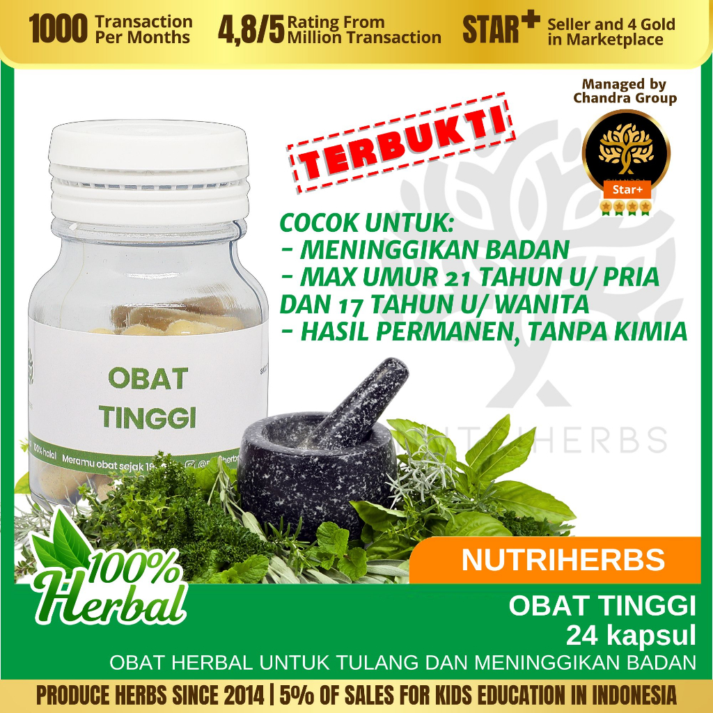 Obat Kapsul Tinggi Peninggi Badan Alami Terbukti Ampuh Vitamin Suplemen Nutriherbs Mariza Herbal Cin