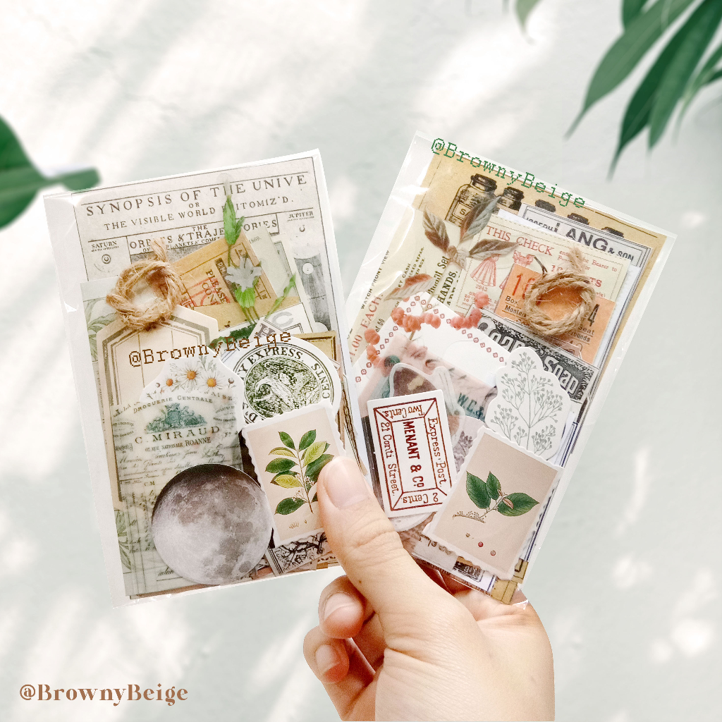 

VINTAGE EPHEMERAL [35pcs] by BROWNYBEIGE - Bujo Mini Kit Penpal Snailmail Bundle Kertas Deco Ephemeral Dekor Journal Jurnal Aesthetic DIY Scrapbook Gift cute minimalist Wrapping Memo notes catatan travel Sticker Stiker ticket postcard hiasan Antique Antik
