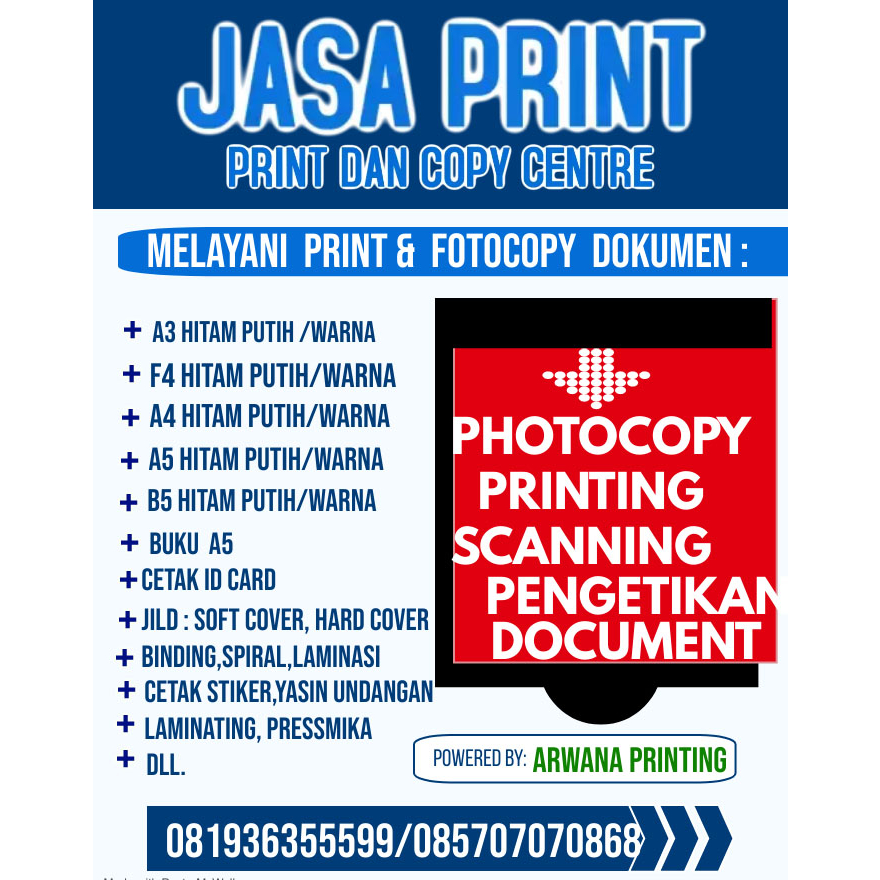 JASA CETAK DOKUMEN PRINT, FOTOCOPY,CETAK BUKU, UNDANGAN,ID CARD dll