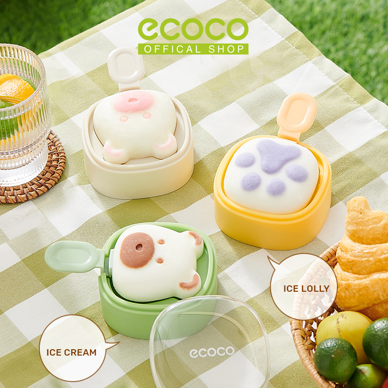 Ecoco Ice Cream Mold Bear White - Cetakan Ice Cream Popsicle Cetakan Es Batu Buah Kulkas Freezer