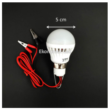 Lampu Emergency LED Ekonomat DESE12 3W | Aki Solar Cell Panel Surya DC 12V Kabel Capit Bohlam Accu