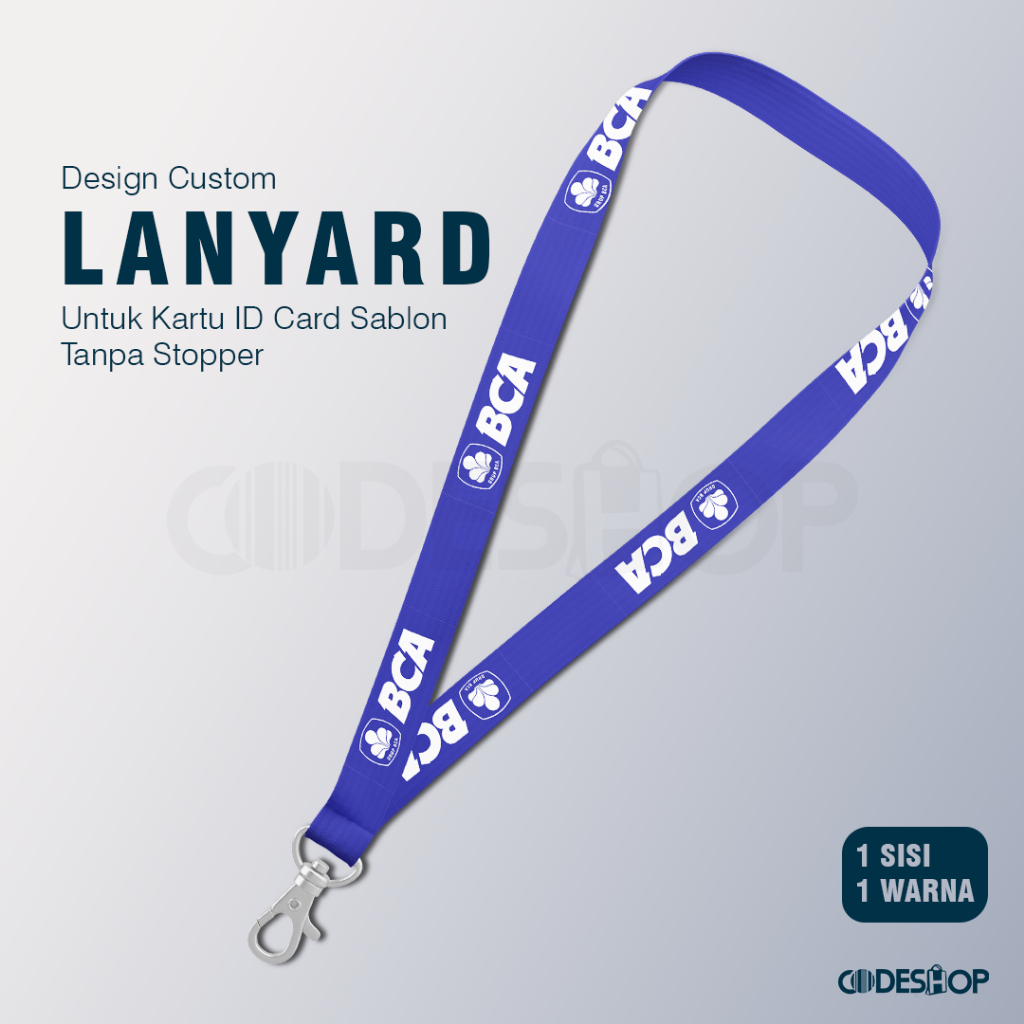 

Lanyard ID Card Custom Bahan Polyester Sablon Lebar 1,5cm