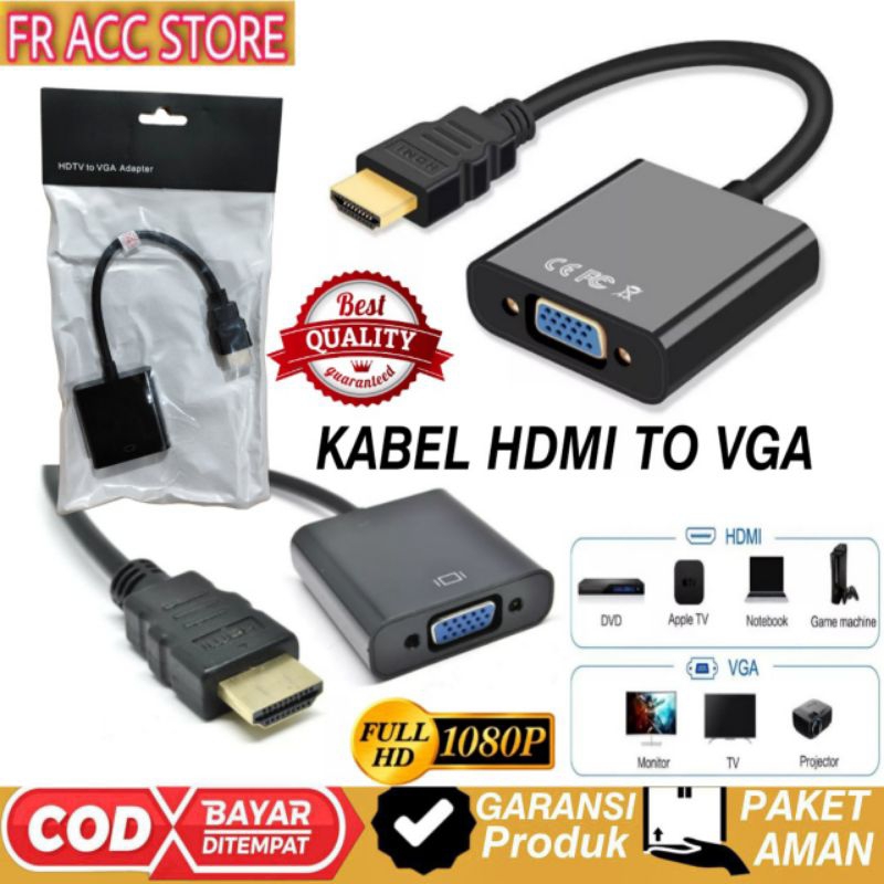 Kabel Hdmi To Vga Konektor HDMI TO VGA Sambungan HDMI TO VGA HD 1080p