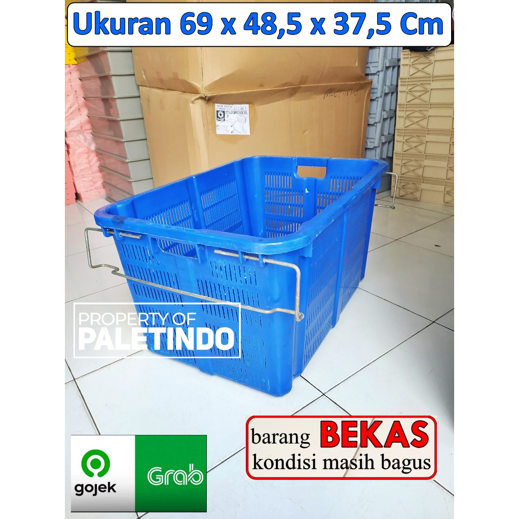 Keranjang Ikan/ Keranjang Buah/ Keranjang Industri + Gagang Besi BEKAS Kirim GOJEK/ GRAB