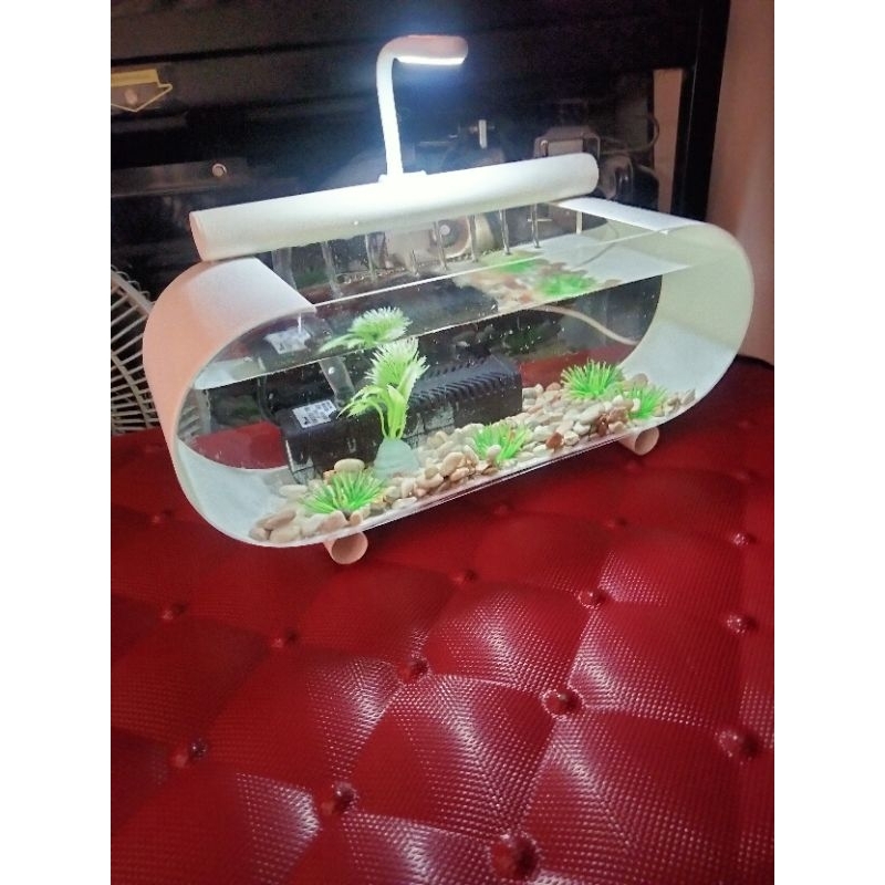 akuarium mini ful akrilik+air terjun