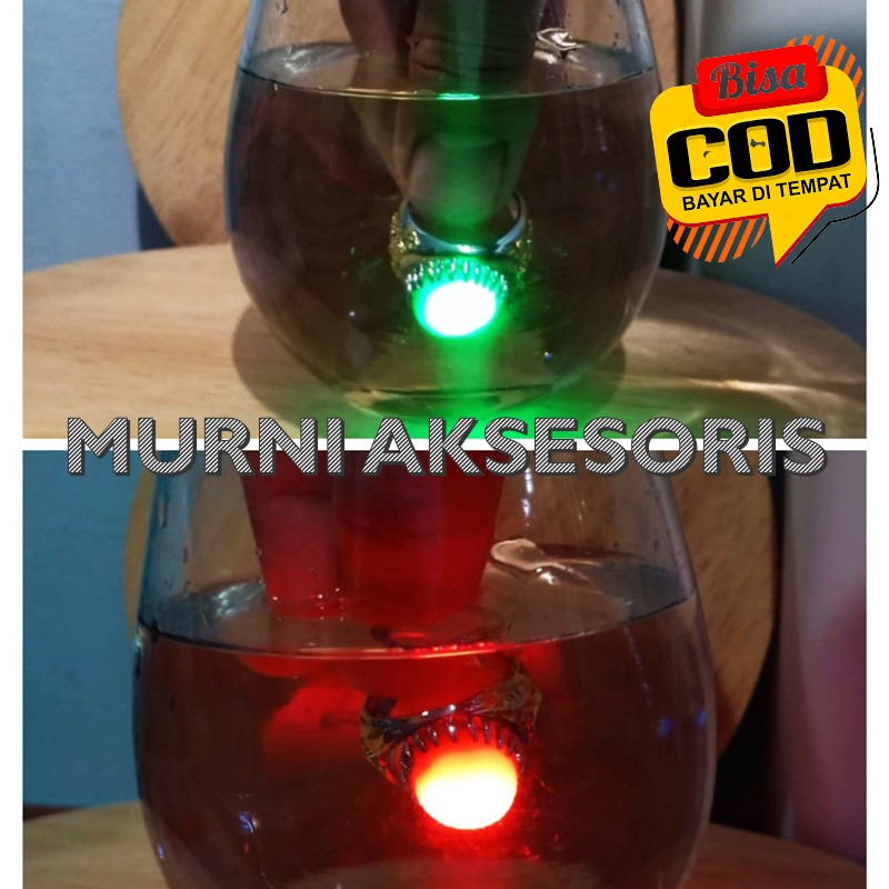 Free Bublewrap. Cincin Ring Titanium Batu Akik Merah Delima, Hijau Jambrud, Biru Safir Bisa Menyala