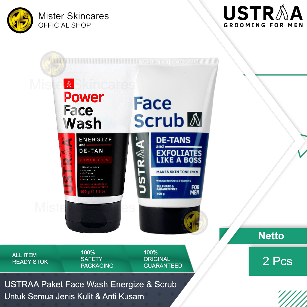 Ustraa Paket Power Daily - Paket Perawatan Wajah Pria untuk Mencerahkan Wajah Kusam