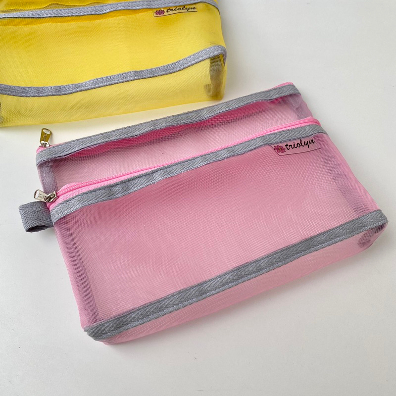 Tempat Kosmetik Dompet Jaring Transparan Cosmetic Case Pouch PVC Mesh