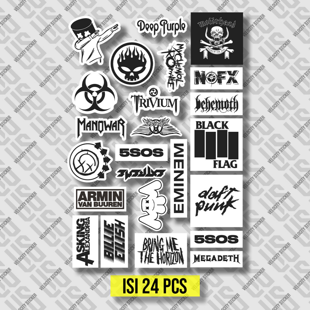

stiker pack spesial series black white 4 untuk hp laptop helm tumbler motor brand band hype