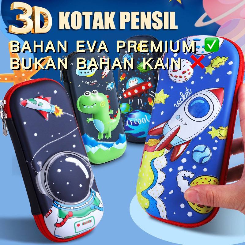 

Tempat Pensil Kotak Pensil Anak Karakter 3D Timbul Waterproof Bahan Premium Bukan Kain