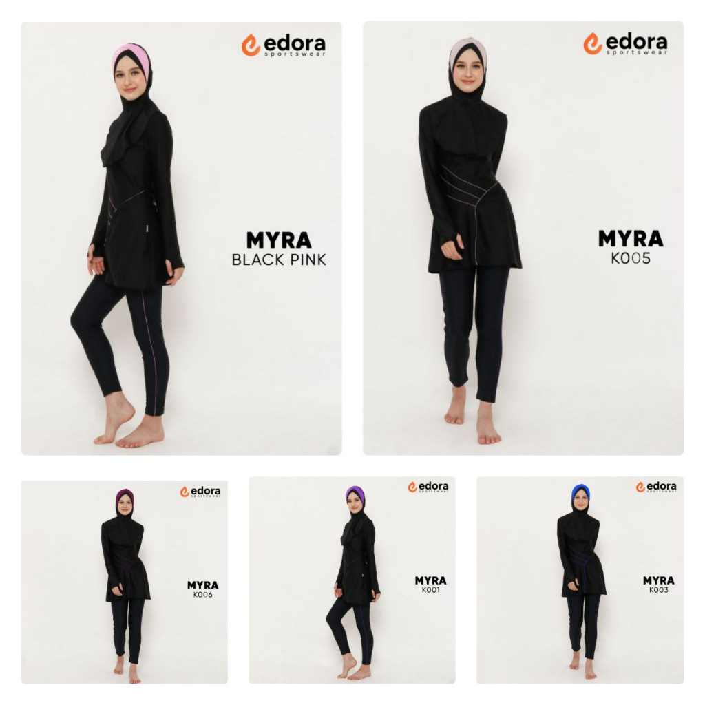 Baju renang wanita muslimah polos slimfit MYRA by Edora