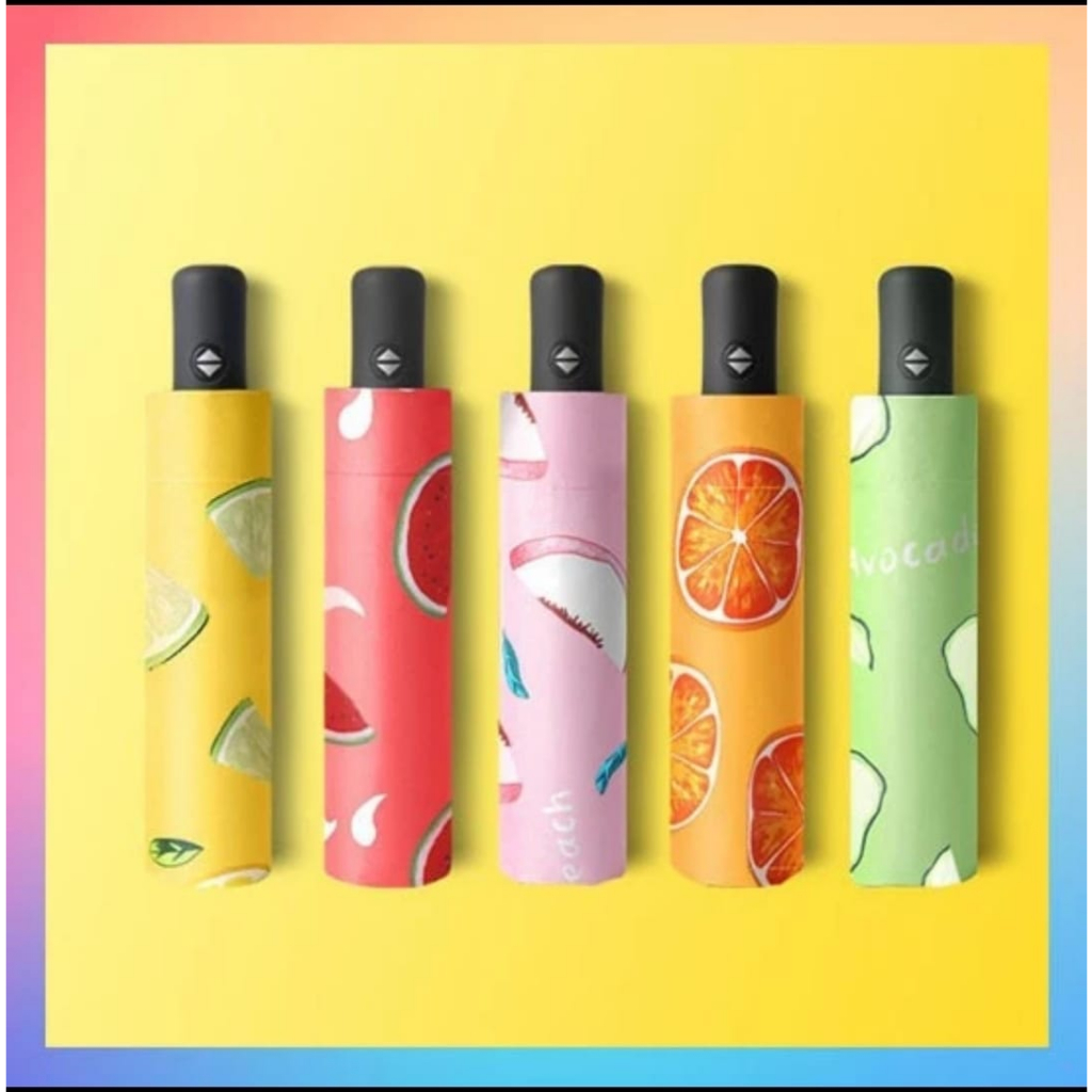 Payung lipat otomatis motif buah