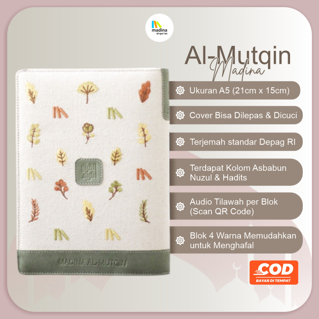 AlQuran/Al Quran Hafalan/Terjemahan/Tajwid Milenial Utsmani Madinah Perkata Warna Madina Mutqin A5