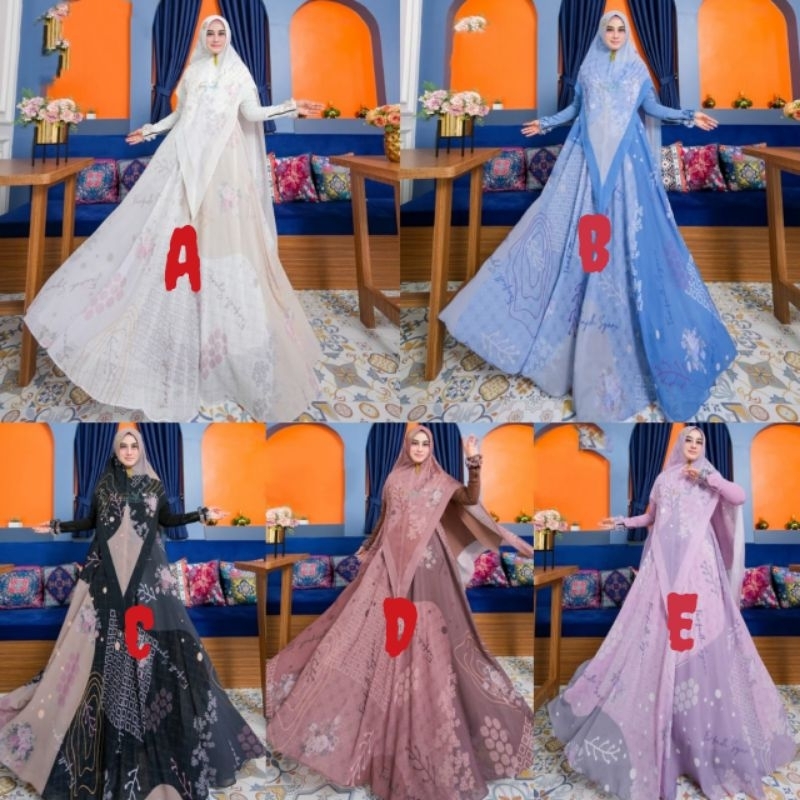 DHEA BOUTIQUE/DHEAAFIECCENA/READY SIAP KIRIM ALIKA SERIES/SYARI HITAM PUTIH PRINTING EPSON/SYARI MIL