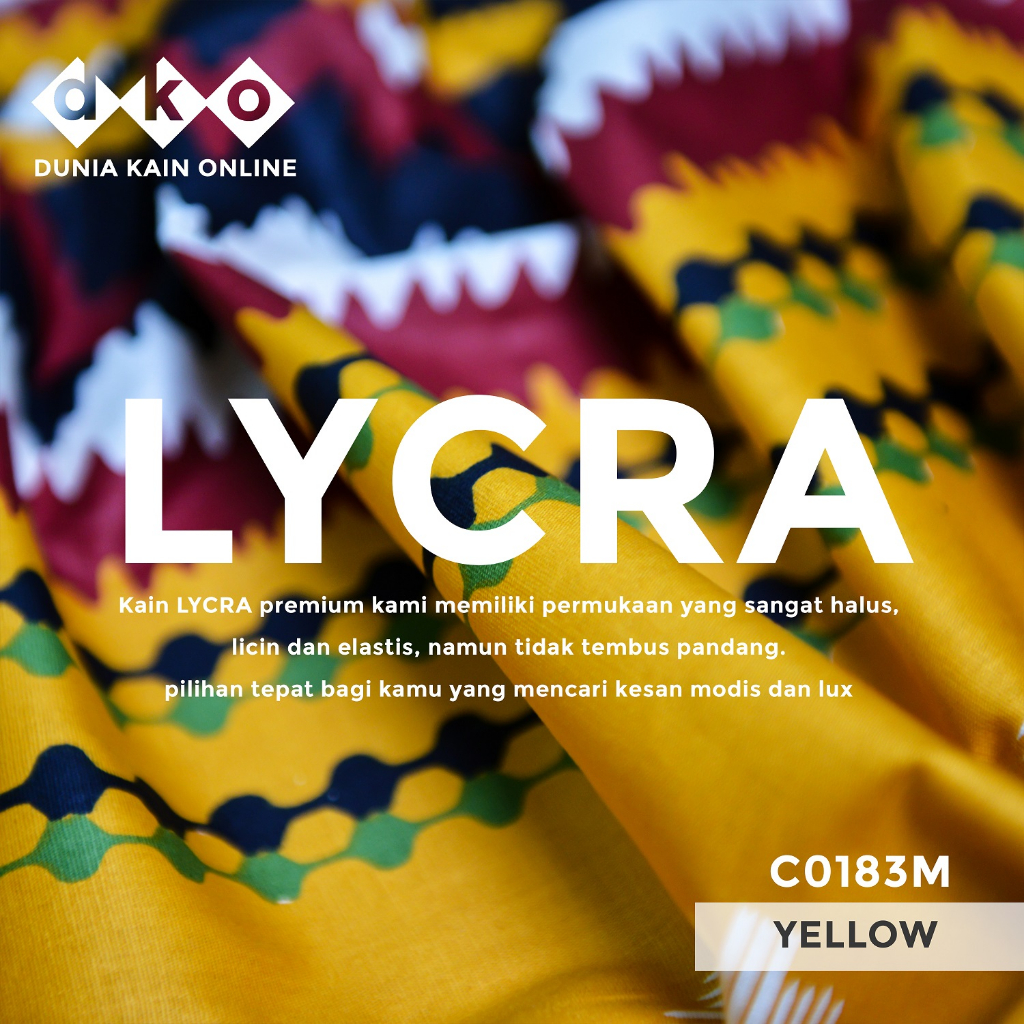 (Variasi) DKO Kain LYCRA Premium Cotton Stretch Kuning Motif Zigzag
