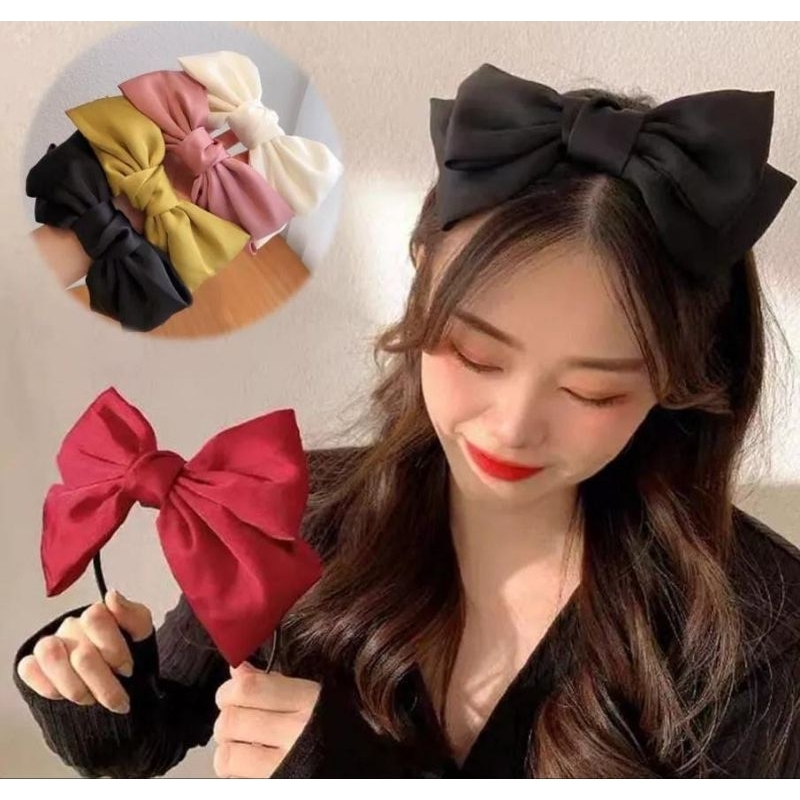 Bando Korea Wanita Pita Besar Bandana Satin