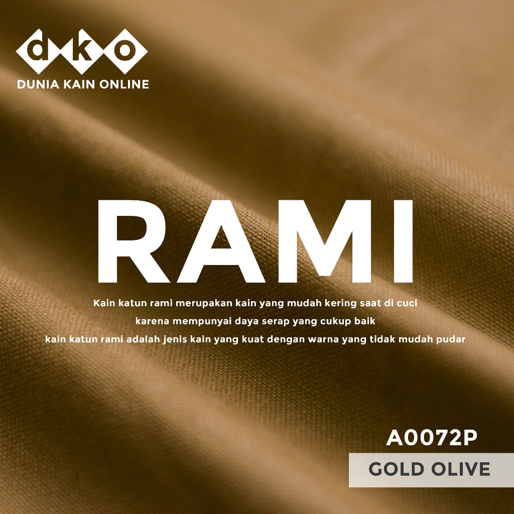 (Variasi) DKO Kain RAMI Linen Premium Warna Gold Olive