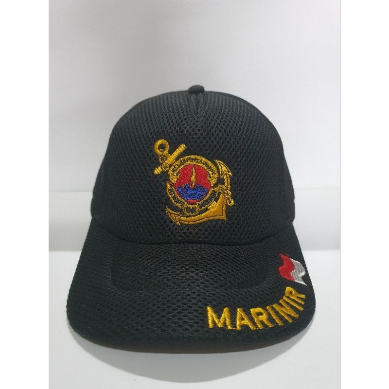 Topi jaring Marinir Jangkar Hitam | Topi jala Logo  | Topi jaring pria | topi pria dewasa