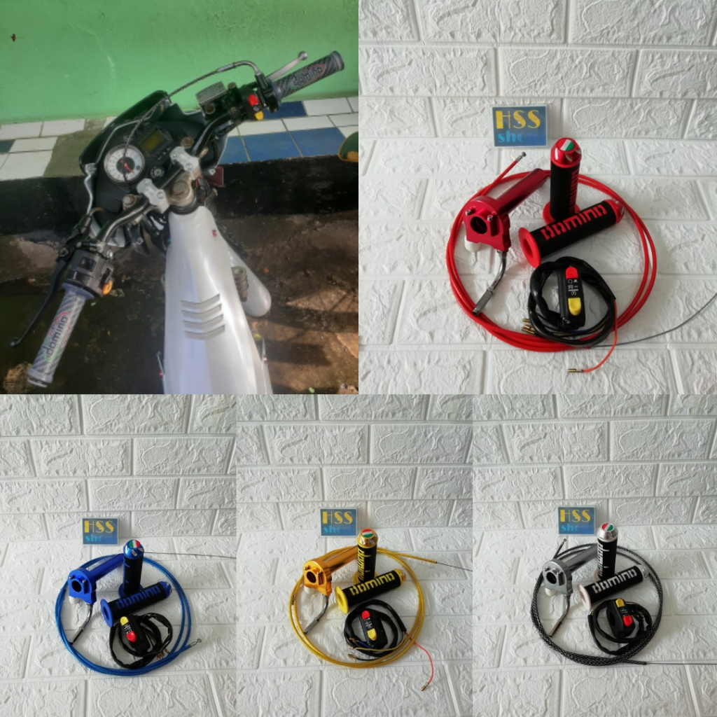 Gas Spontan 1 Kabel + Handgrip Jalu + Saklar = Scorpio, F1ZR. Satria FU, Byson 150, Vixion Old, Rx -