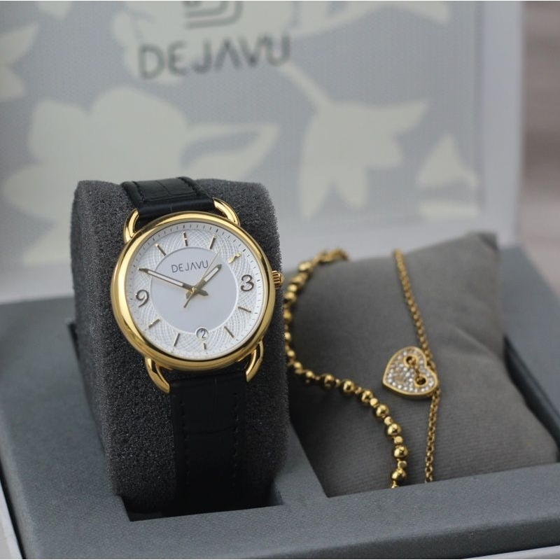Jam Tangan Wanita Dejavu 5021 Boxset Free Gelang
