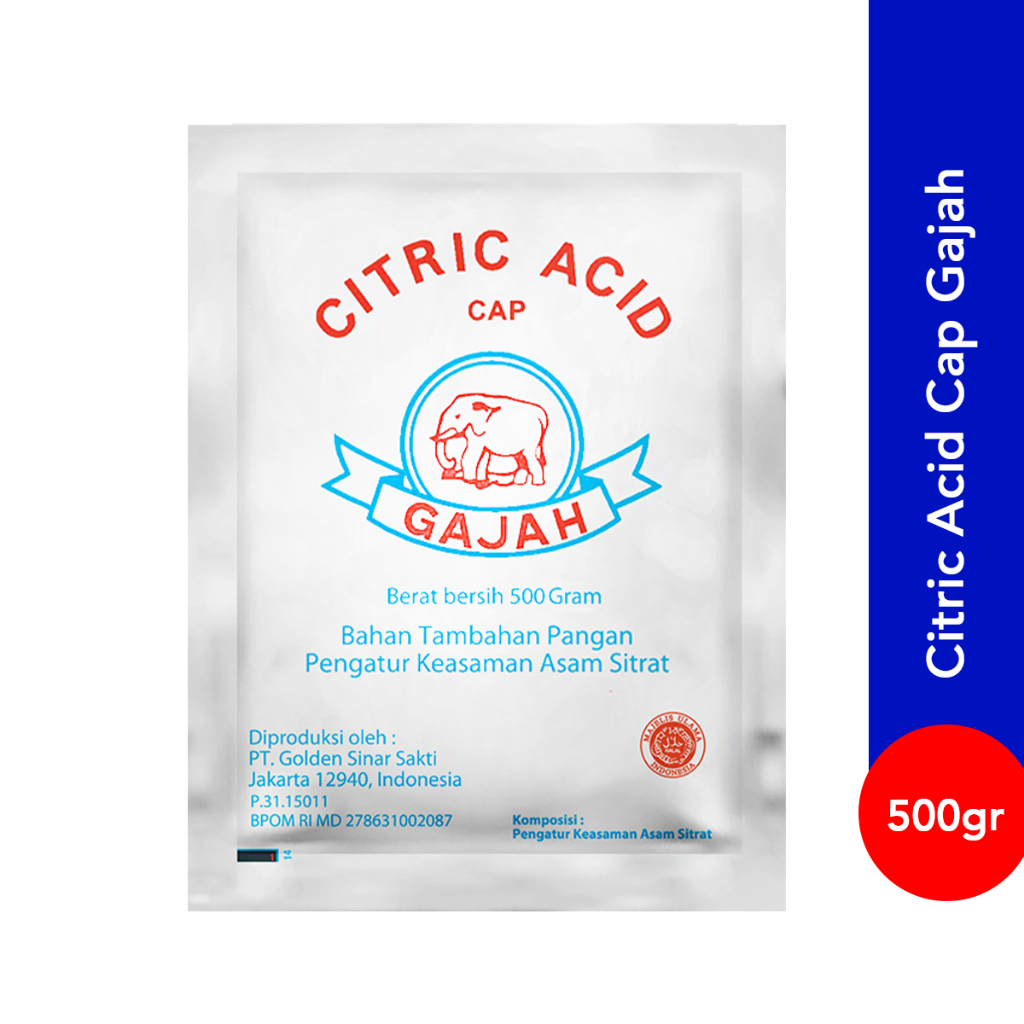 

Citric Acid cap Gajah kemasan 500 Gram