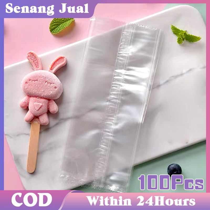 

100Pcs Kantong Es Lilin Penebalan / Kantong Plastik Kue / Segel Mesin Transparan Kantong Biskuit
