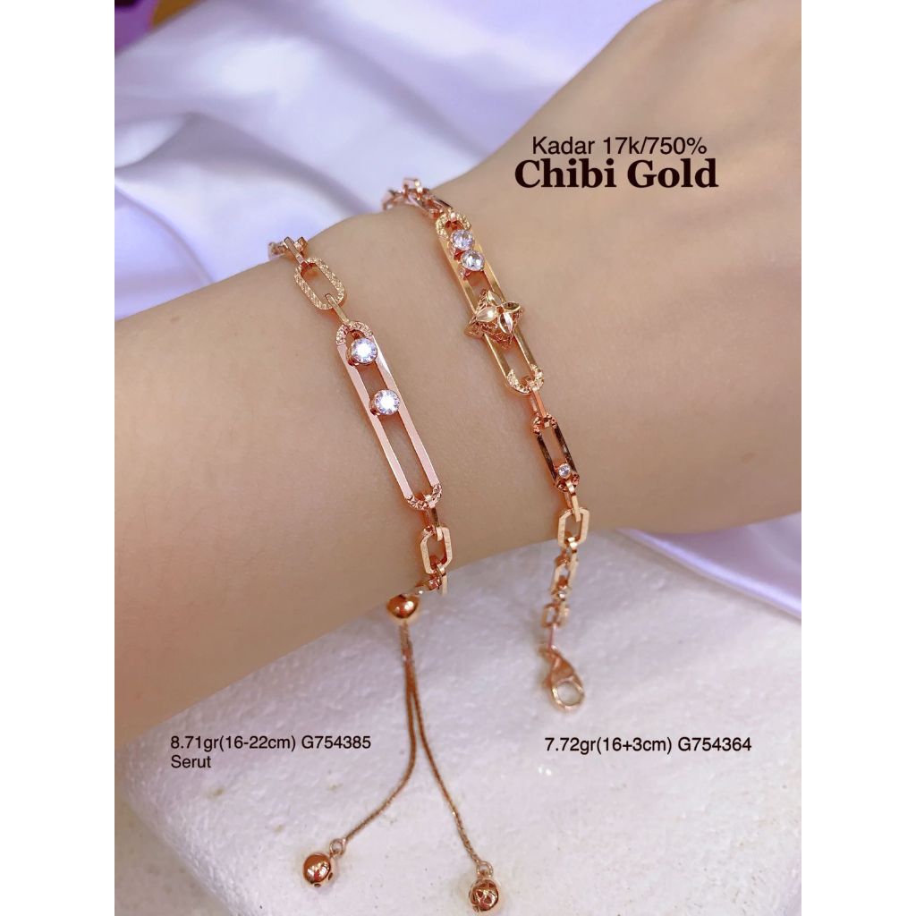 CHIBIGOLD - Gelang tangan Serut emas 750 kadar 17k G754385 - chibi
