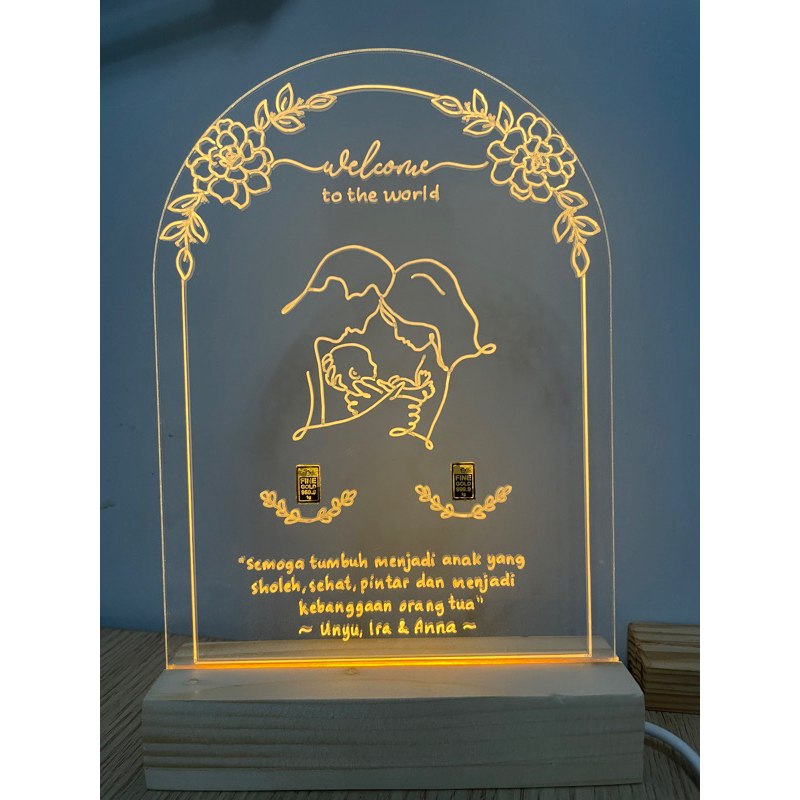 custom akrilik model abstrak tanpa lampu dan bunga kering