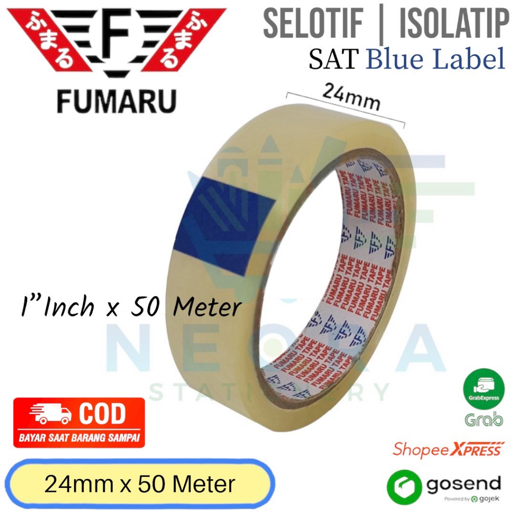 

Selotip 1 Inch/Isolatip Bening Fumaru SAT 24mmx50 M (Blue Label)