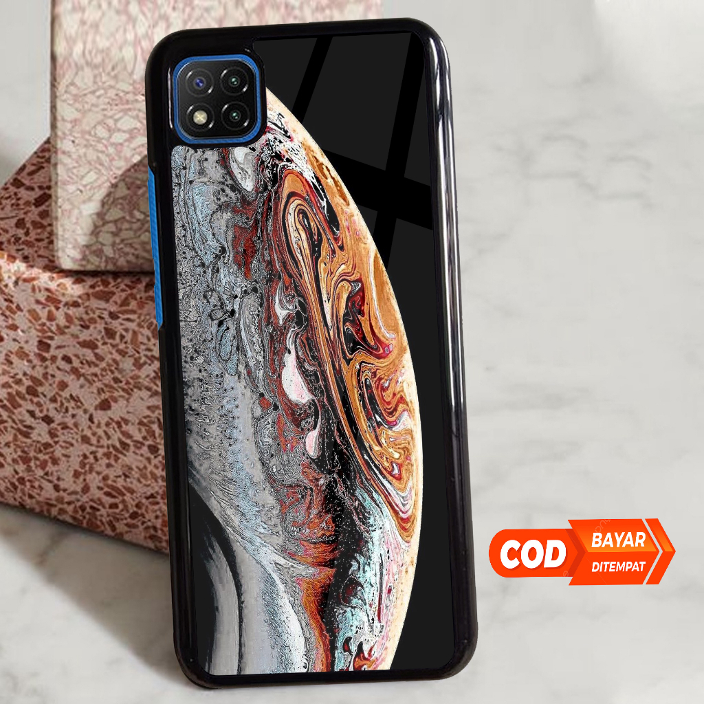 SOFTCASE REDMI 9C WALLPAPER IPHONE  SOFTGLAS KILAU GLOSSY Fashion Casing hardcase kesing cover pelin