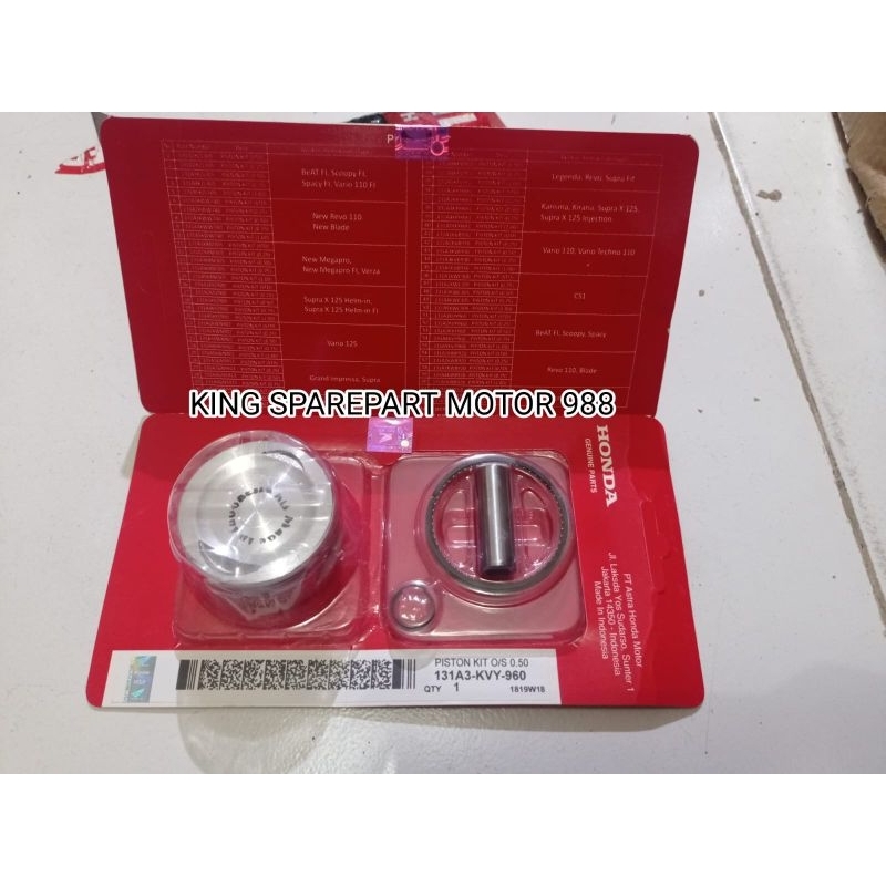 PISTON KIT SEHER SET BEAT KARBU BEAT FI KZL KVY SCOOPY KARBU OS 0, 50 KVY