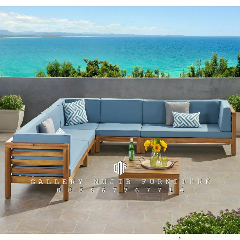 sofa tamu L minimalis kayu jati kursi sofa tamu sudut modern style