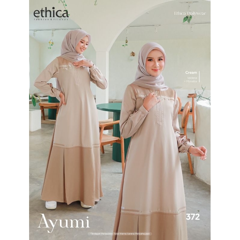 Gamis Ayumi 372 By Ethica/ Ayumi 372 Dusty Grey/ Ayumi 372 Cream