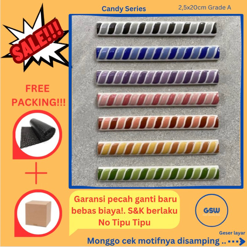 List Keramik Kuku Macan Murah Ulir Dua Warna 20cm BonBon Tangga / Lis Tangga / Lis Pinggiran Keramik