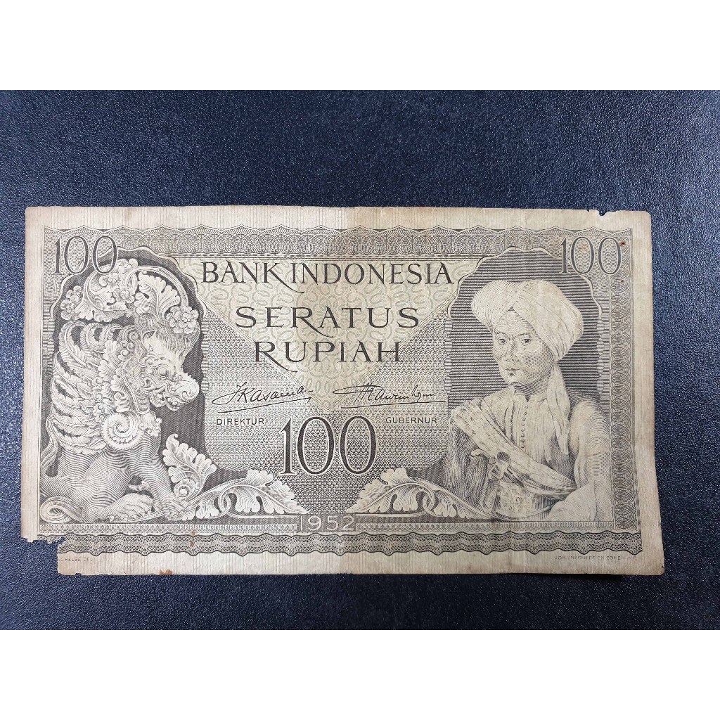 Uang Kuno Indonesia 100 Rupiah Seri Kebudayaan Tahun 1952 F