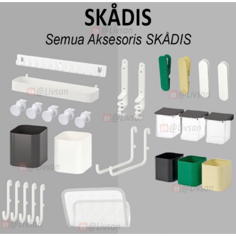 

SKADIS aksesoris skadis papan notes, pengait papan notes, wadah papan notes, aksesoris papan berlubang, aksesoris wall organizer