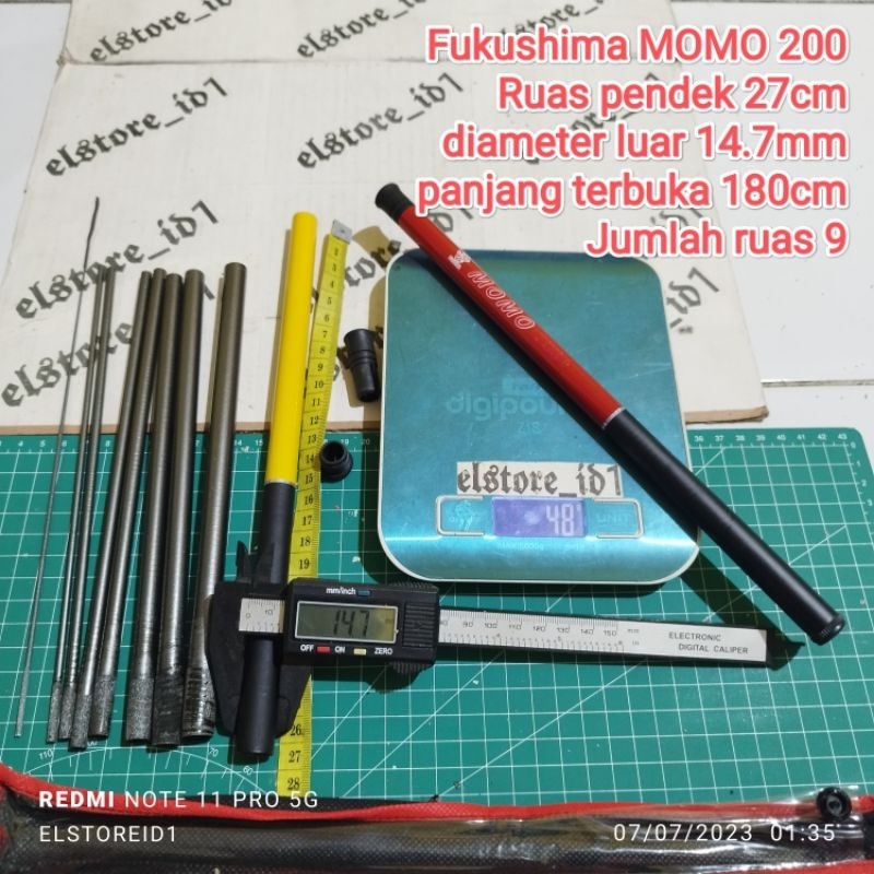 Joran Tegek Cenul Pancing Ros Ruas Pendek 27cm Fukushima MOMO 200 Pole kaku