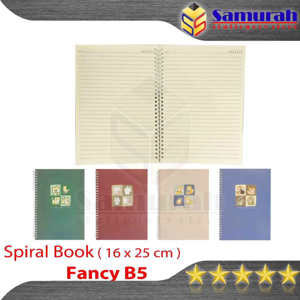 

Spiral Book B5 Fancy Samping / Buku Binder Besar isi 60 lembar / NoteBook Catatan / NotePad