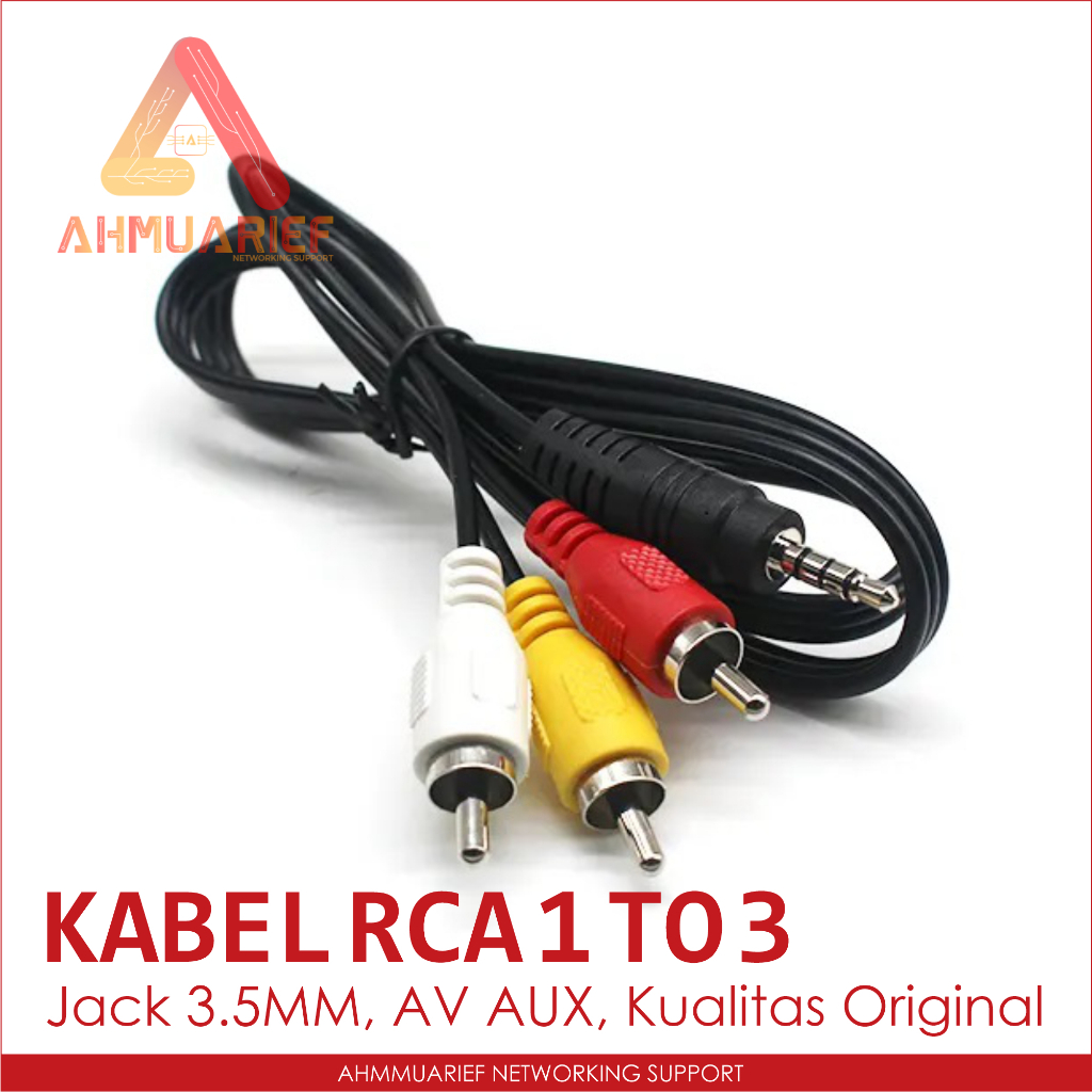 KABEL RCA STB 1 TO 3 AV AUX JACK 3.5 MM PENGHUBUNG KE TV TABUNG 1 KE 3 CABANG