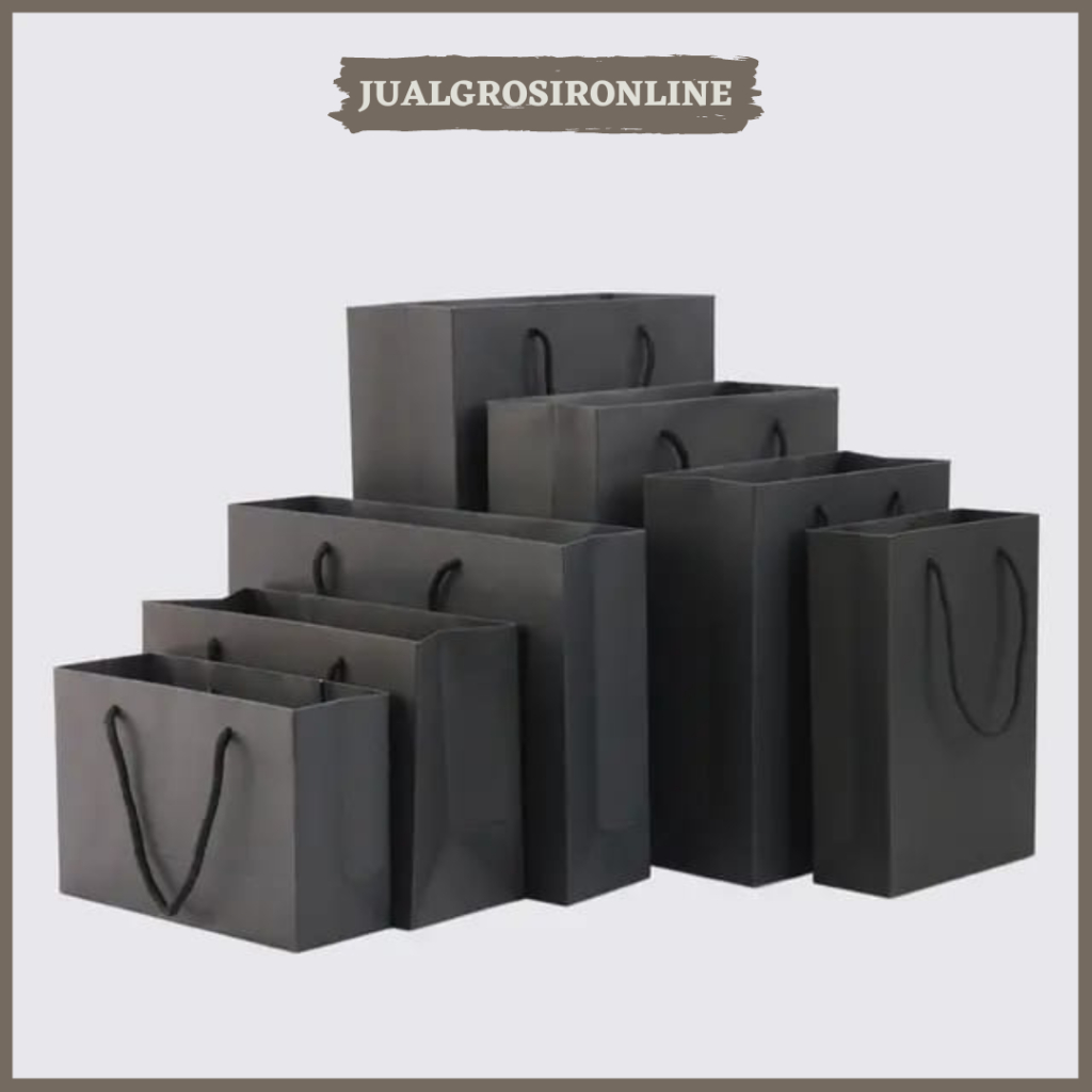 

Paper Bag Hitam Polos Elegant Handle Jinjing JUMBO / Papper Bag Kertas Kado Souvenir Packaging Kraft