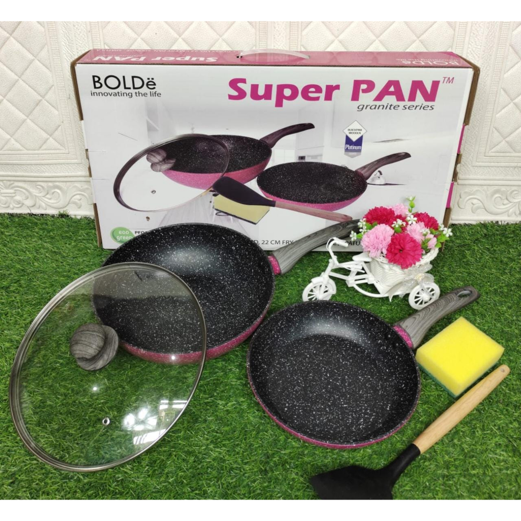 Panci set/panci set premium bolde /super pan granite set black pink original bolde 5 pcs premium qua