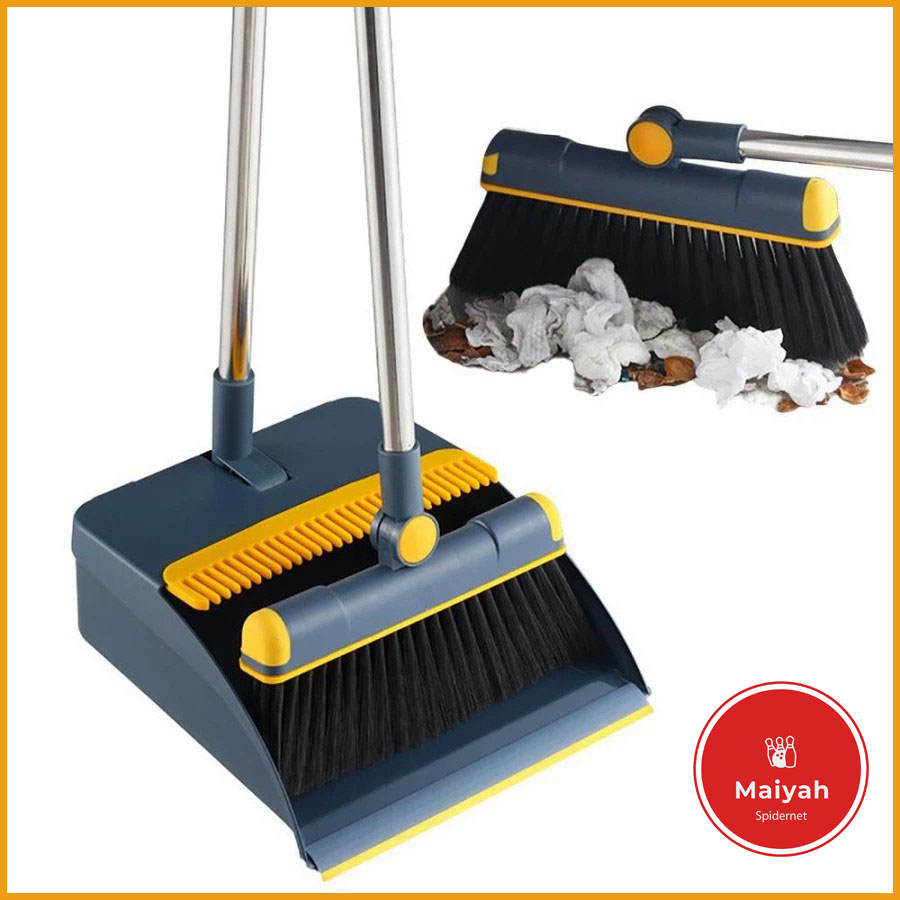 Set Sapu Pengki Sisir Sekop tekuk Lipat Broom Set Dustpan Stainless peki skop stainles pembersih lan