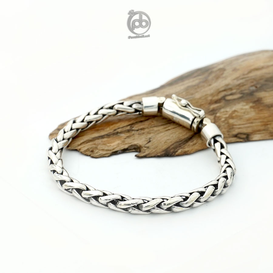 Gelang Pria Keren Perak Asli Silver 925 Jalin Padi Victorio