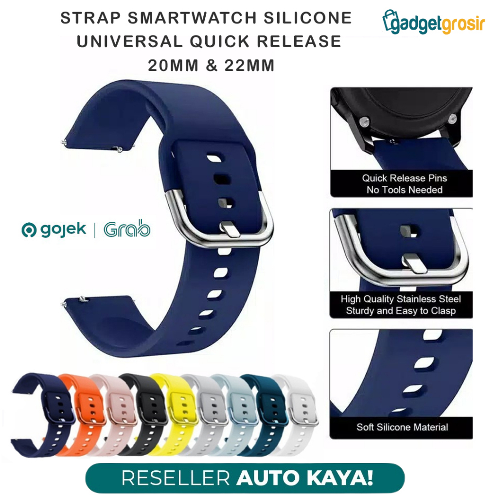 Strap Smartwatch Silicone Quick Release 20MM / 22MM Universal Tali Jam Karet Rubber Miwatch Lite Gar