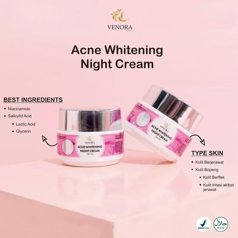 ACNE NIGHT CREAM krim malam jerawat venora skincare