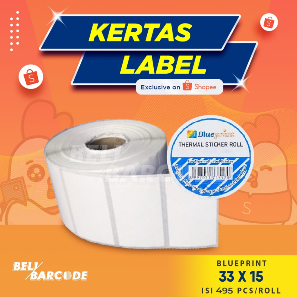 

Stiker Label Barcode 33x15mm Thermal 1 Line isi495pcs Blueprint