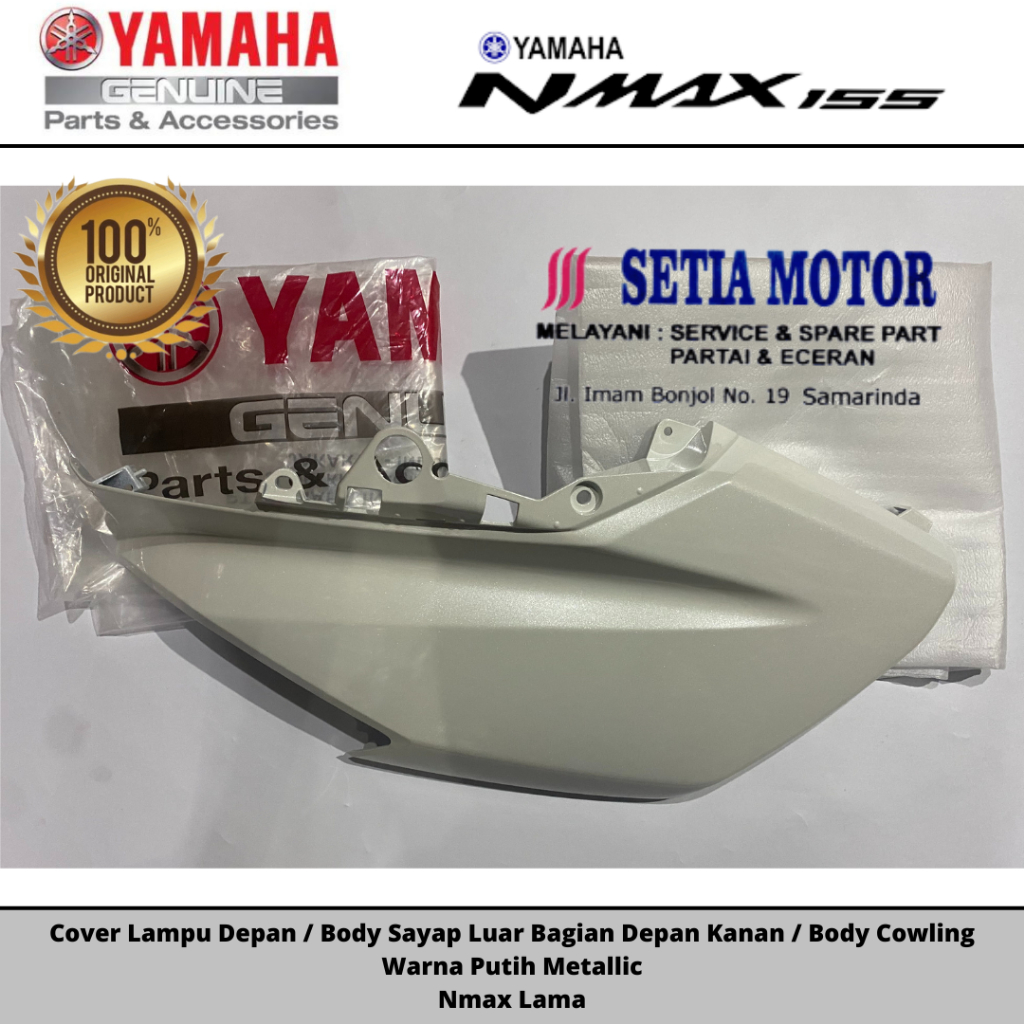 Body Cowling Cover Lampu Depan Body Sayap Luar Putih Metalik Nmax Lama
