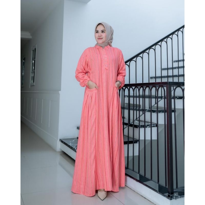 GAMIS WANITA LINEN SALUR