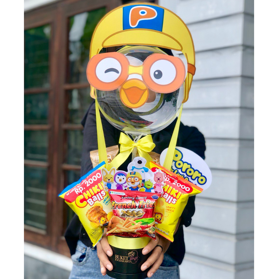 BUKET BALON ULANG TAHUN ANAK KARAKTER PORORO BUKET BALON SNACK MURAH READY STOCK