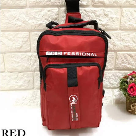 Tas Ransel Waistbag Pria Canvas Profesional Anti Air Waterproof Merah